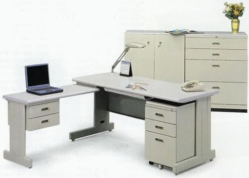 免運 HU-140C L型辦公桌組(含ABS薄抽及0.5活動櫃+側桌)